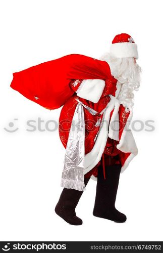 santa claus is slinking, isolated on white