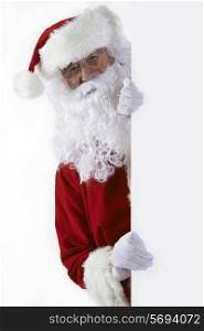 Santa Claus Looking Round Blank White Wall