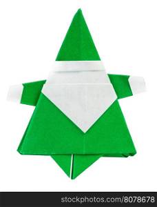 Santa Claus made of paper. Origami Santa Claus white isolated