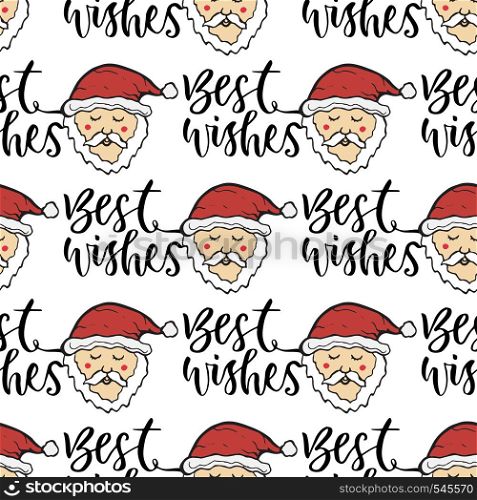 Santa Claus New Year pattern. Christmas wrapping paper. Cute seamless background