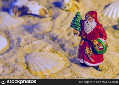 Santa Claus on a beach