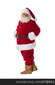Santa Claus Portrait. Standing still and posing. Side view