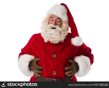Santa Claus Portrait tired of laughing Isolated on White Background