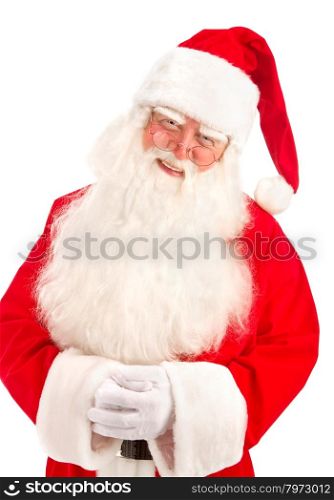 Santa Claus Very Kind, has a Great Beautiful Beard on the White Background