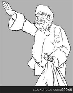 Santa Claus Waving and Holding a Sack