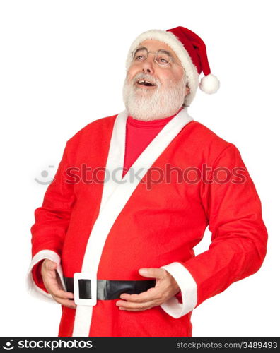 Santa Claus with a laugh isolated on white background