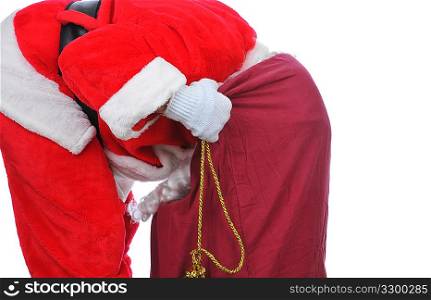 Santa Claus With Head in Bag