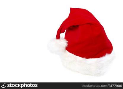 Santa Clause red velvet hat isolated on white background