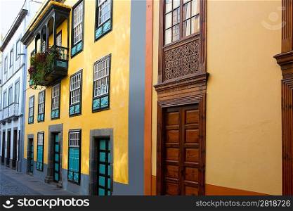 Santa Cruz de La Palma colonial street house facades in canary Islands