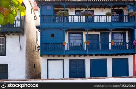 Santa Cruz de La Palma colonial street house facades in canary Islands