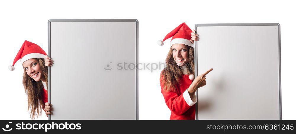 Santa girl isolated on white