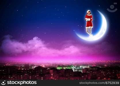 Santa girl on the moon