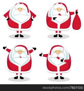 Santa in different positions isolated. Vector illustration. Santa in different positions. Set #2