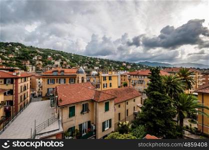 Santa Margherita Ligure town under dramatic sky in Italy