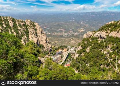 Santa Maria de Montserrat abbey in Monistrol, in a beautiful summer day, Catalonia, Spain