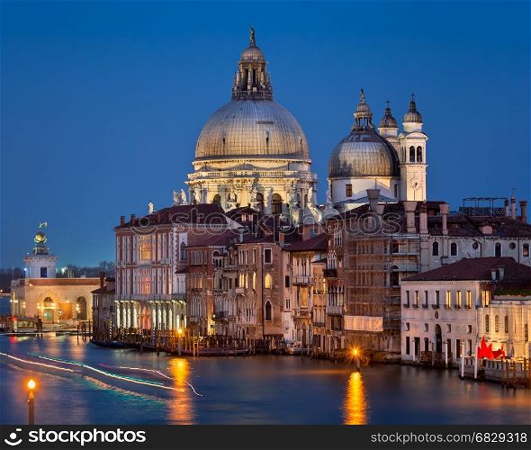 Santa Maria della Salute Church in the Evening, Venice, Italy