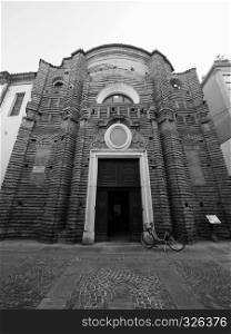 Santa Maria Maddalena (Saint Mary Magdalene) church in Alba, Italy in black and white. Santa Maria Maddalena church in Alba in black and white