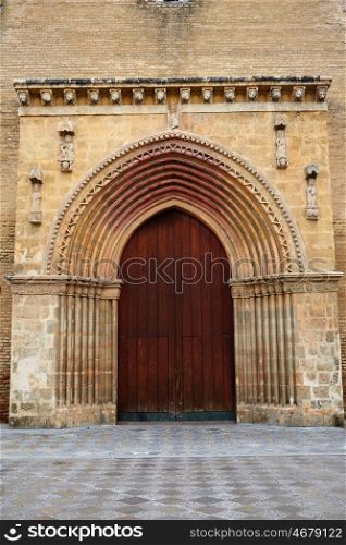 Santa Marina church door in Seville of Spain at Macarena Sevilla