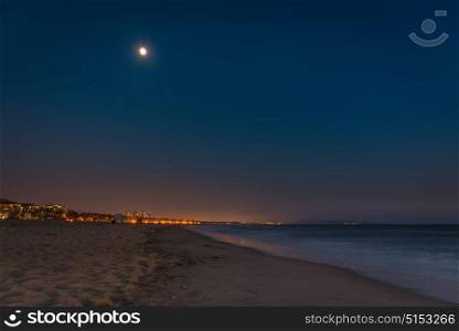 Santa Monica beach at night