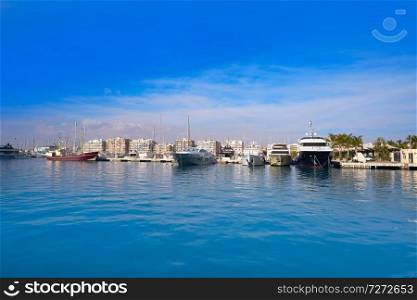 Santa Pola port and skyline in Alicante of Spain