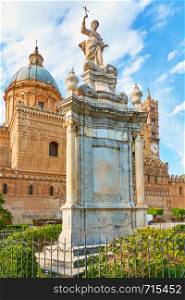 Santa Rosalia monument in front of The Palermo Cathedral in Palermo, Sicily, Italy
