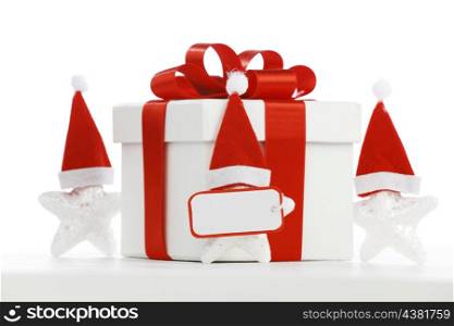Santa Stars and gifts isolated on white background