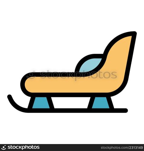 Santa transport sleigh icon. Outline santa transport sleigh vector icon color flat isolated. Santa transport sleigh icon color outline vector