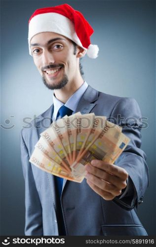 Santa with euro banknotes