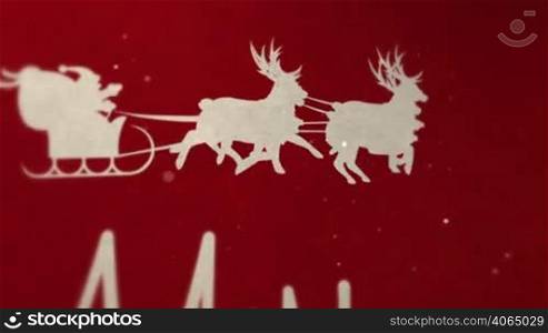 Santa with reindeers and MERRY CHRISTMAS letters