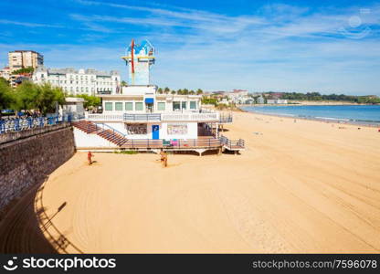 Santander city beach aerial panoramic view. Santander is the capital of the Cantabria region in Spain