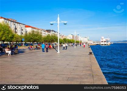 SANTANDER, SPAIN - SEPTEMBER 26, 2017: Santander city embankment promenade, a capital of Cantabria region in Spain