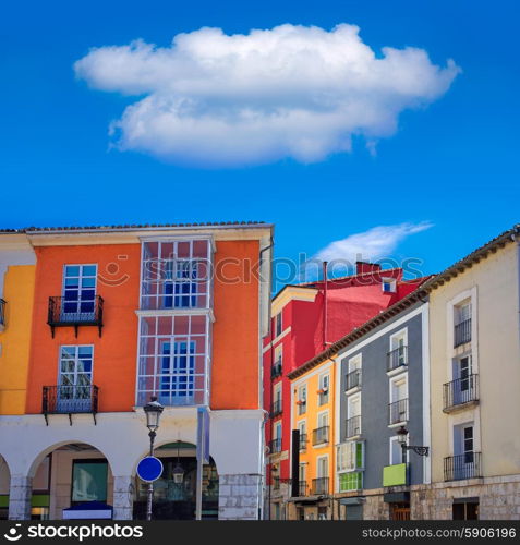 Santander street in Burgos arcades facades in Castilla Leon of Spain