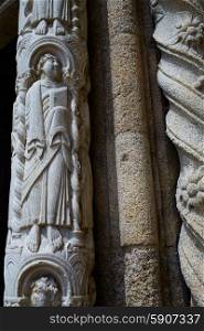 Santiago de Compostela Cathedral columns end of Saint James Way in Galicia Spain