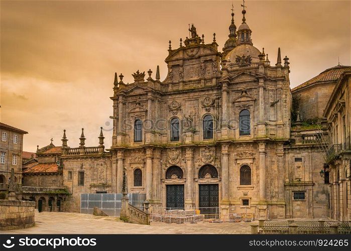 Santiago de Compostela cathedral in the early evening, Spain.