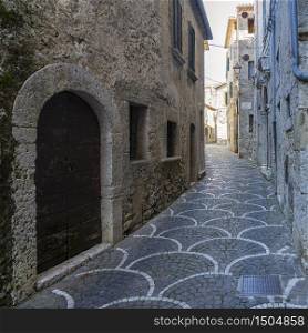 Santopadre, historic village in Ciociaria (Frosinone, Lazio, Italy). Typical street