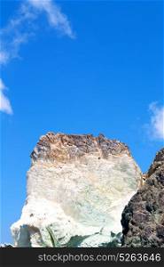 santorini europe greece and dry bush rock alone in the sky