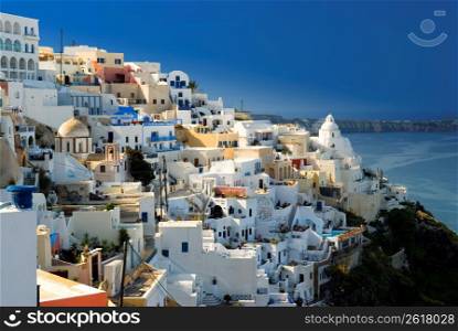 Santorini, Thera, Greece, Aegean, Aegean Sea, town by sea