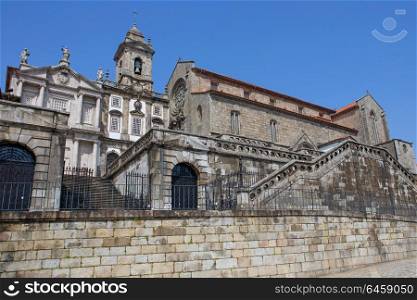 Sao Francisco Church, right, 14th century Gothic architecture. Neoclassical architecture. Unesco World Heritage Site