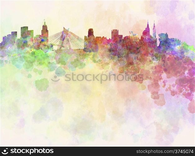 Sao Paulo skyline in watercolor background with clipping path. Sao Paulo skyline in watercolor background