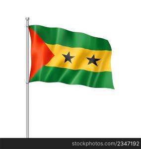Sao Tome and Principe flag, three dimensional render, isolated on white. Sao Tome and Principe flag isolated on white