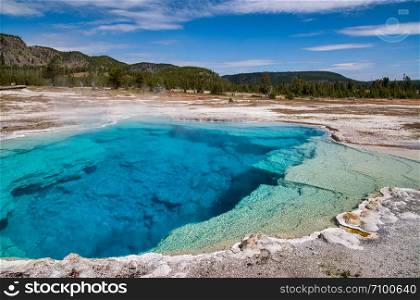 Sapphire Pool in Biscuit Basin, Yellowstone National Park, Wyoming.