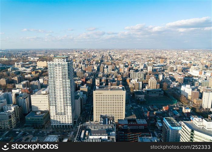 SAPPORO HOKKAIDO JAPAN, NOV 2018 : Sapporo cityscape view from Sapporo JR Tower