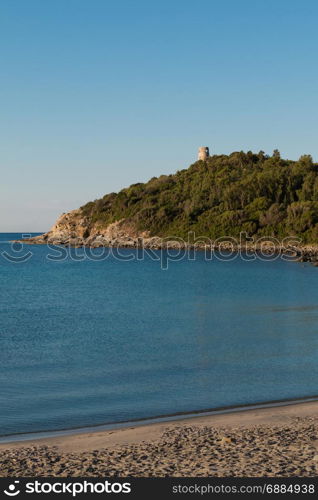 Saracen Tower on Promontory in Italy in Sardina Coast: Tower on Promontory in Italy in Sardina Coast