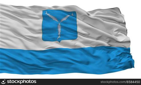 Saratov City Flag, Country Russia, Isolated On White Background. Saratov City Flag, Russia, Isolated On White Background