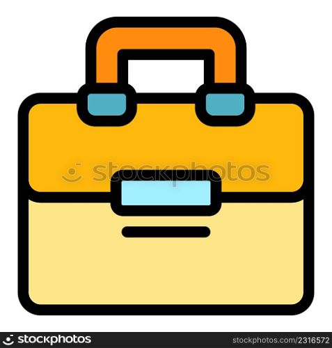 Satchel laptop bag icon. Outline satchel laptop bag vector icon color flat isolated. Satchel laptop bag icon color outline vector