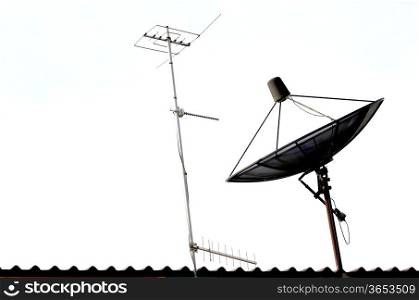 Satellite dish and Radio Atenna on the Roof