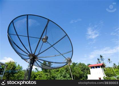 Satellite dishes Mounted on the rooftop of the building. Satellite TV Receiver