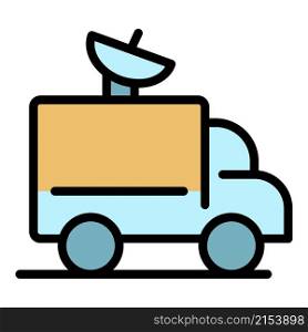 Satellite truck icon. Outline satellite truck vector icon color flat isolated. Satellite truck icon color outline vector