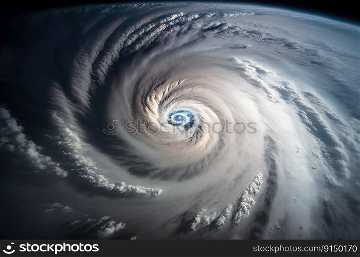 Satellite view of hurricane created by generative AI