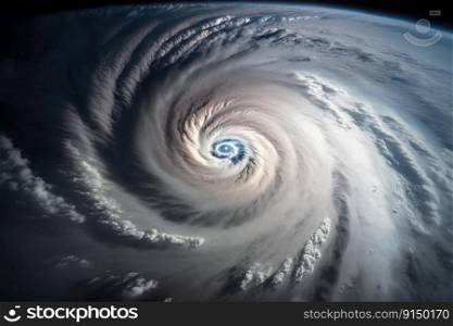 Satellite view of hurricane created by generative AI